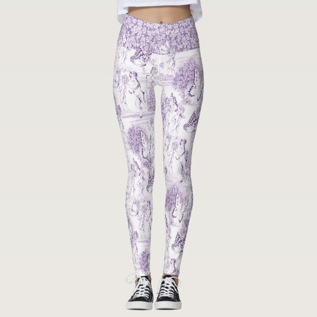 Romantic Indigo Rococo Art Style Elegant Gift Leggings (Front)