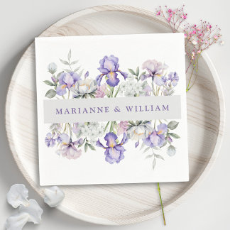 Romantic Irises & Peonies Floral Wedding Napkin