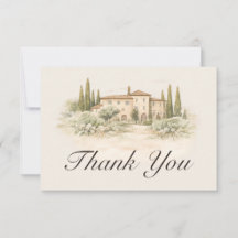 Romantic Italian Tuscan Wedding Thank You Card