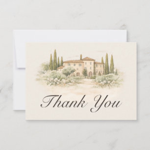 Romantic Italian Tuscan Wedding Thank You Card