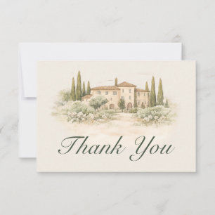 Romantic Italian Tuscan Wedding Thank You Card