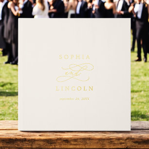 Romantic Ivory and Gold Foil Monogram Wedding Guest Book