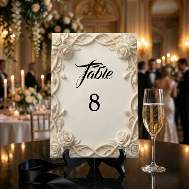 Romantic Ivory Cream Faux Relief Table Number (Creator Uploaded)