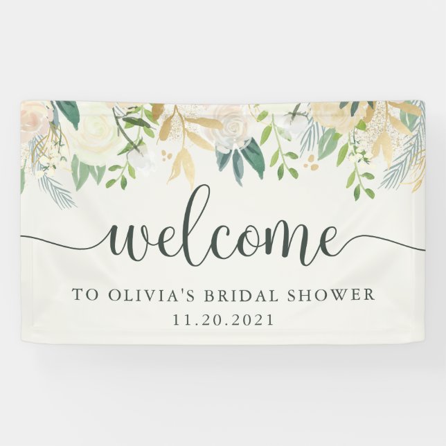 Romantic Ivory Floral | Welcome Banner (Horizontal)
