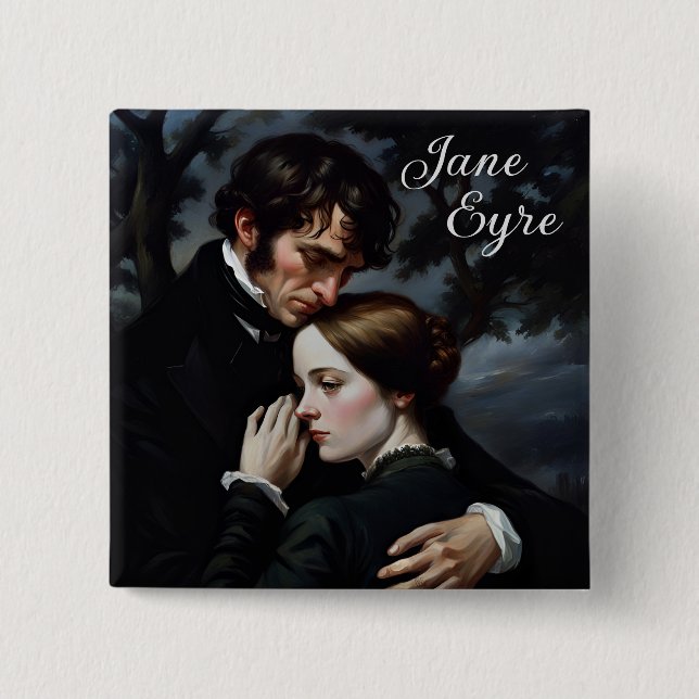 Romantic Jane Eyre and Edward Rochester 2 Inch Square Button (Front)