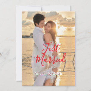 Romantic "Just Married" Sunset Couple Personalized