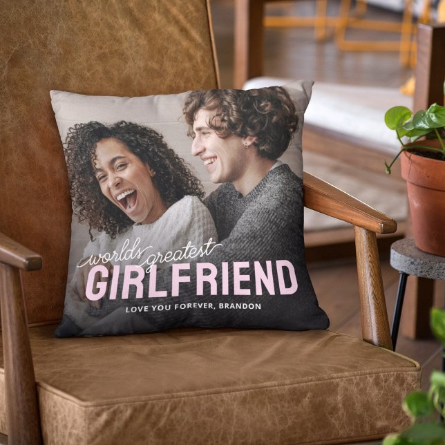 Romantic Keepsake Girlfriend Photo Throw Pillow (Creator Uploaded)