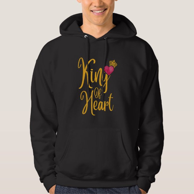 Romantic King of Hearts Matching Couple Valentine' Hoodie (Front)