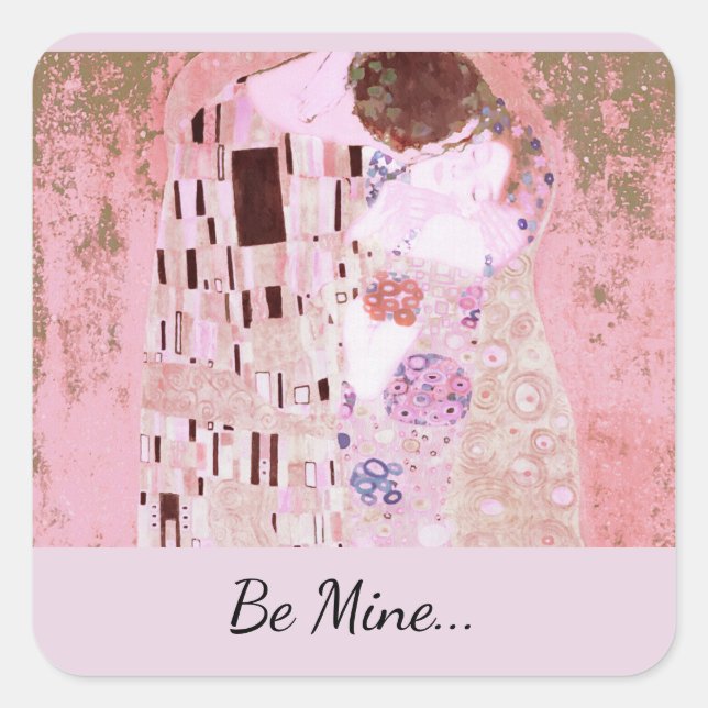 Romantic Kiss in Soft Pink Square Sticker (Front)