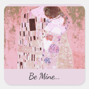 Romantic Kiss in Soft Pink Square Sticker