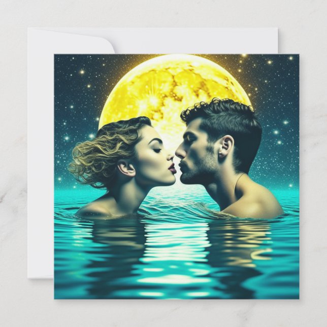 Romantic Kiss Under the Moon Card (Front)