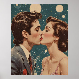 Romantic kiss vintage poster