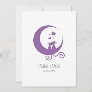 Romantic Kittens Couple on the Moon in Purples Card