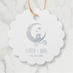 Romantic Kittens Couple on the Moon Monogram Favour Tags