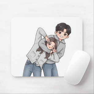 Romantic Korean Drama Sweet Couple Heart Gesture  Mouse Pad