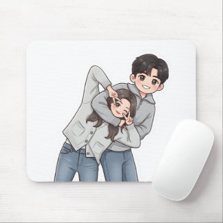 Romantic Korean Drama Sweet Couple Heart Gesture  Mouse Pad