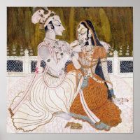 Romantic Krishna and Radha Painting