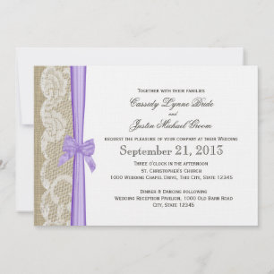 Romantic Lace and Bow Wedding Invitation