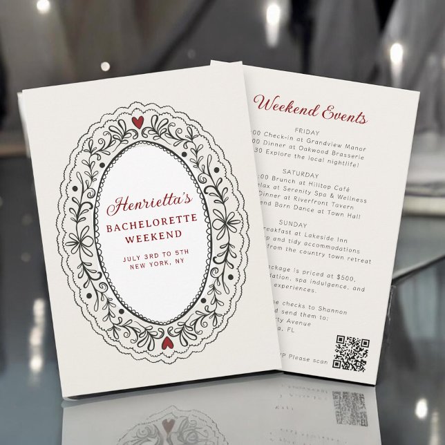 Romantic Lace Oval Bachelorette Celebration Invitation (Creator Uploaded)