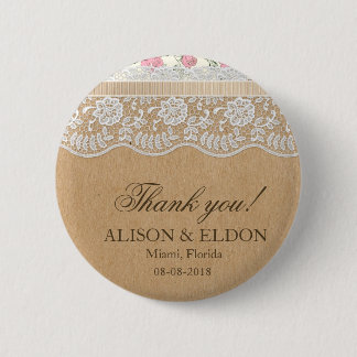 Romantic Lacey Dreams With Flowers 2 Inch Round Button