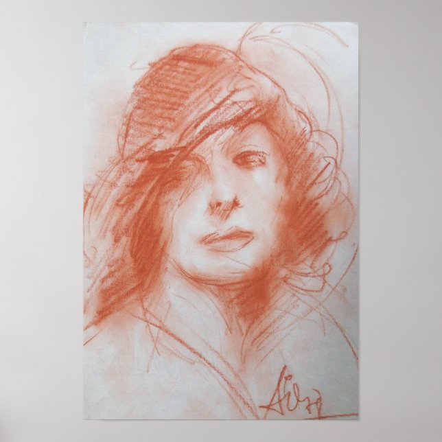 ROMANTIC LADY/ Sepia Brown Poster (Front)