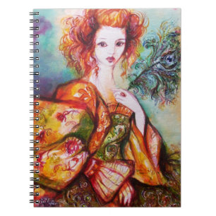 ROMANTIC LADY WITH PEACOCK FEATHER NOTEBOOK