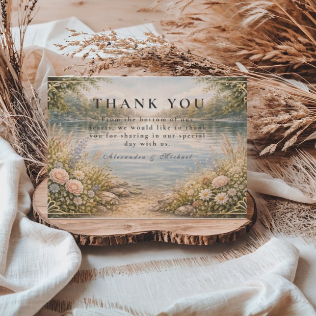 Romantic Lake Wildflower Forest Wedding Thank You Card (Creator Uploaded)
