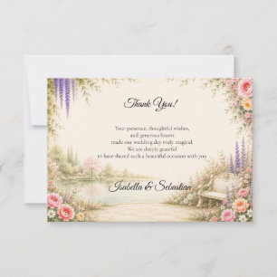 Romantic Lakeside Garden Serenity Wedding Thank You Card