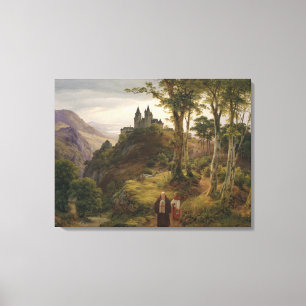 Romantic Landscape with Monastery Complex Canvas Print