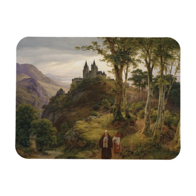 Romantic Landscape with Monastery Complex Magnet (Horizontal)