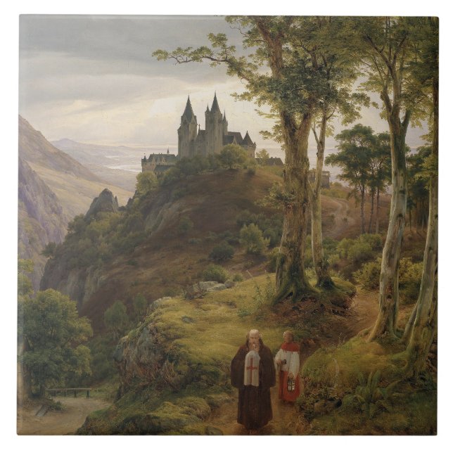 Romantic Landscape with Monastery Complex Tile (Front)