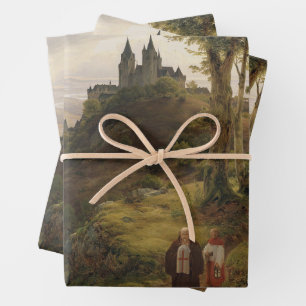 Romantic Landscape with Monastery Complex Wrapping Paper Sheet
