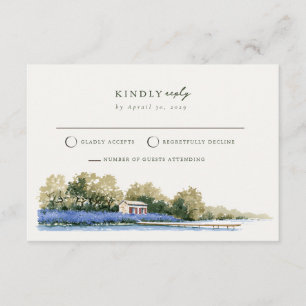 Romantic Lavender Countryside Wedding RSVP Card 