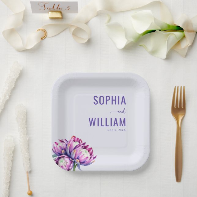 Romantic Lavender Floral Paper Plate (Wedding)