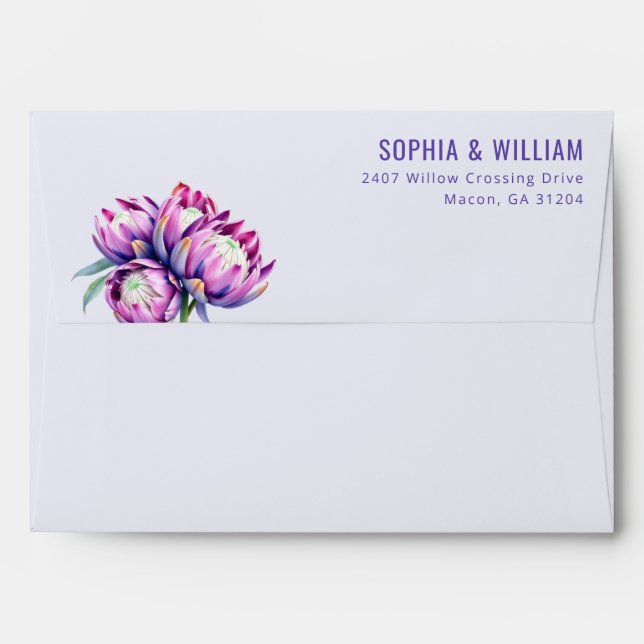 Romantic Lavender Floral Protea Envelope (Back (Top Flap))