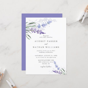 Romantic Lavender Floral w/ Details Wedding Invitation