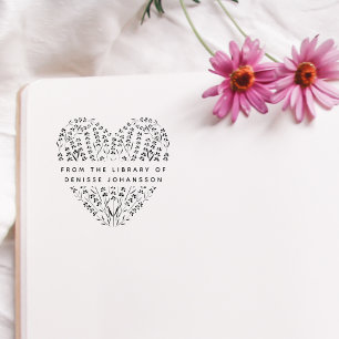 Romantic Lavender Heart From The Library Of Book Rubber Stamp
