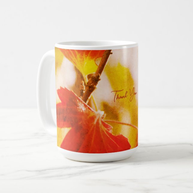 Romantic Leaves Boho – Botanical Fantasy Thanks Coffee Mug (Front Left)