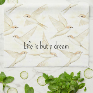 Romantic life is but a dream birds   kitchen towel