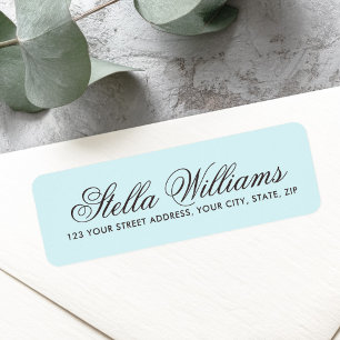 Romantic light aqua blue calligraphy script