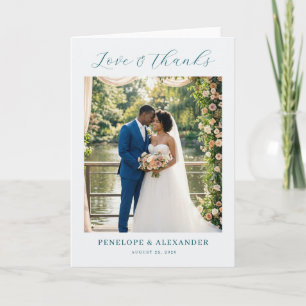 Romantic Light Blue Floral Photo Thank You Card