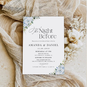 Romantic Light Blue Floral Rehearsal Dinner  Invitation