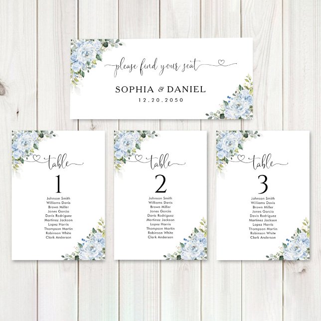 Romantic Light Blue Floral Wedding Head Table Sign (Creator Uploaded)