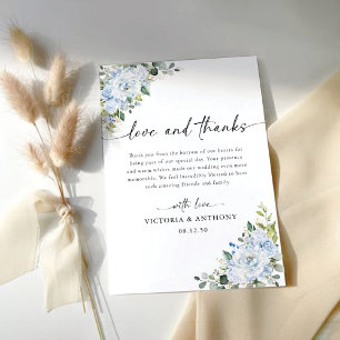 Romantic Light Blue Floral Wedding Thank You Card