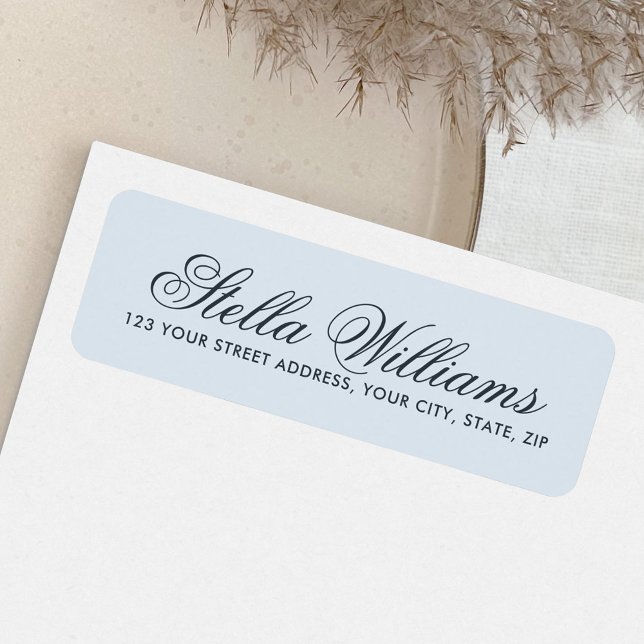 Romantic light dusty blue calligraphy script label (Creator Uploaded)