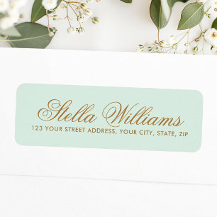 Romantic light mint calligraphy script address