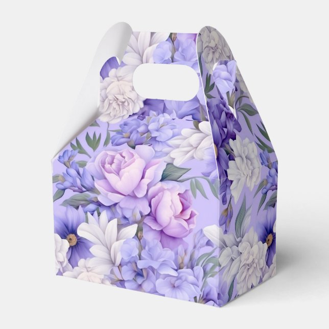 Romantic light purple flowers favor box (Front Side)
