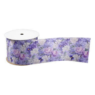 Romantic light purple flowers satin ribbon