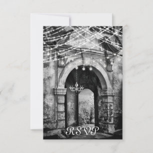 Romantic Lights and Gothic Archway Wedding RSVP Card