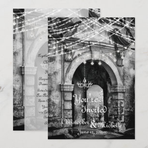 Romantic Lights Gothic Archway Wedding Invitation